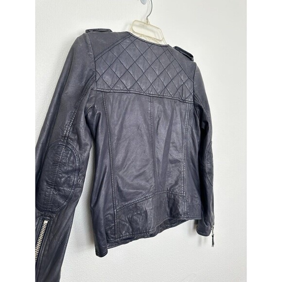 Isabel Marant Étoile Kady Quilted Washed Lamb Leather Jacket Ink Blue Size 38 - Picture 16 of 16